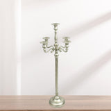 Maxbell Candle Holder with 5 Branches Candelabra Candlestick for Living Room Elegant Silvery 23x73cm