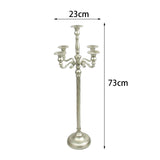 Maxbell Candle Holder with 5 Branches Candelabra Candlestick for Living Room Elegant Silvery 23x73cm