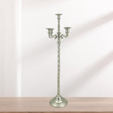 Maxbell Candle Holder with 5 Branches Candelabra Candlestick for Living Room Elegant Silvery 23x89cm