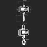 Maxbell Hanging Scale Hold/Unit/tare/Zero Luggage Scale Handheld Digital Crane Scale Black 1500KG