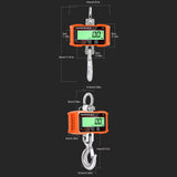 Maxbell Hanging Scale Hold/Unit/tare/Zero Luggage Scale Handheld Digital Crane Scale Orange 2T