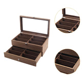 Maxbell Wooden Sunglasses Organizer Box Multi Grids Watch Box Eyewear Storage Holder 12 Slots