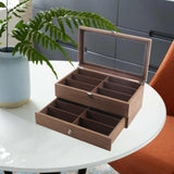 Maxbell Wooden Sunglasses Organizer Box Multi Grids Watch Box Eyewear Storage Holder 12 Slots