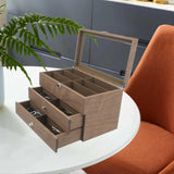 Maxbell Wooden Sunglasses Organizer Box Multi Grids Watch Box Eyewear Storage Holder 18 Slots