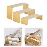 Maxbell 3x Riser Display Stand Handbag Shoe Display Rack for Purse Jewelry Figurines Brushed Gold