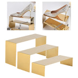 Maxbell 3x Riser Display Stand Handbag Shoe Display Rack for Purse Jewelry Figurines Brushed Gold