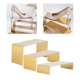 Maxbell 3 Pieces Riser Display Stands Display Shelf for Dessert Collectibles Perfume Mirrored Gold