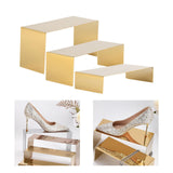 Maxbell 3 Pieces Riser Display Stands Display Shelf for Dessert Collectibles Perfume Mirrored Gold