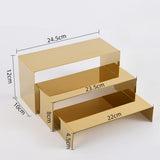 Maxbell 3 Pieces Riser Display Stands Display Shelf for Dessert Collectibles Perfume Mirrored Gold
