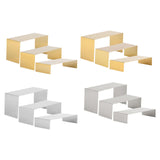 Maxbell 3 Pieces Riser Display Stands Display Shelf for Dessert Collectibles Perfume Mirrored Gold
