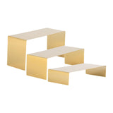 Maxbell 3 Pieces Riser Display Stands Display Shelf for Dessert Collectibles Perfume Mirrored Gold