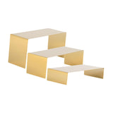 Maxbell 3 Pieces Riser Display Stands Display Shelf for Dessert Collectibles Perfume Mirrored Gold
