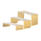 Maxbell 3 Pieces Riser Display Stands Display Shelf for Dessert Collectibles Perfume Mirrored Gold