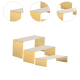 Maxbell 3 Pieces Riser Display Stands Display Shelf for Dessert Collectibles Perfume Mirrored Gold