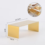 Maxbell 3 Pieces Riser Display Stands Display Shelf for Dessert Collectibles Perfume Mirrored Gold