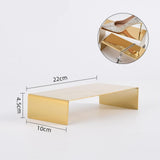 Maxbell 3 Pieces Riser Display Stands Display Shelf for Dessert Collectibles Perfume Mirrored Gold