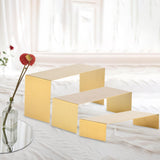 Maxbell 3 Pieces Riser Display Stands Display Shelf for Dessert Collectibles Perfume Brushed Gold
