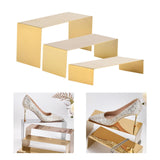 Maxbell 3 Pieces Riser Display Stands Display Shelf for Dessert Collectibles Perfume Brushed Gold