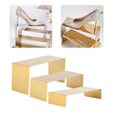 Maxbell 3 Pieces Riser Display Stands Display Shelf for Dessert Collectibles Perfume Brushed Gold