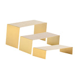 Maxbell 3 Pieces Riser Display Stands Display Shelf for Dessert Collectibles Perfume Brushed Gold