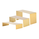 Maxbell 3 Pieces Riser Display Stands Display Shelf for Dessert Collectibles Perfume Brushed Gold
