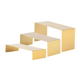 Maxbell 3 Pieces Riser Display Stands Display Shelf for Dessert Collectibles Perfume Brushed Gold