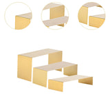 Maxbell 3 Pieces Riser Display Stands Display Shelf for Dessert Collectibles Perfume Brushed Gold