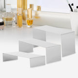 Maxbell 3 Pieces Riser Display Stands Display Shelf for Dessert Collectibles Perfume Mirrored Silver