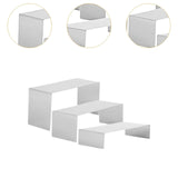 Maxbell 3 Pieces Riser Display Stands Display Shelf for Dessert Collectibles Perfume Mirrored Silver
