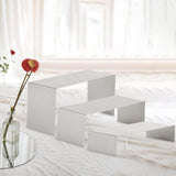 Maxbell 3 Pieces Riser Display Stands Display Shelf for Dessert Collectibles Perfume Brushed Silver