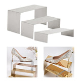 Maxbell 3 Pieces Riser Display Stands Display Shelf for Dessert Collectibles Perfume Brushed Silver