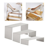 Maxbell 3 Pieces Riser Display Stands Display Shelf for Dessert Collectibles Perfume Brushed Silver