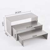 Maxbell 3 Pieces Riser Display Stands Display Shelf for Dessert Collectibles Perfume Brushed Silver
