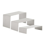 Maxbell 3 Pieces Riser Display Stands Display Shelf for Dessert Collectibles Perfume Brushed Silver
