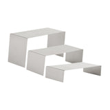 Maxbell 3 Pieces Riser Display Stands Display Shelf for Dessert Collectibles Perfume Brushed Silver