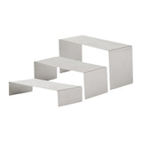 Maxbell 3 Pieces Riser Display Stands Display Shelf for Dessert Collectibles Perfume Brushed Silver