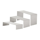 Maxbell 3 Pieces Riser Display Stands Display Shelf for Dessert Collectibles Perfume Brushed Silver