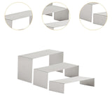 Maxbell 3 Pieces Riser Display Stands Display Shelf for Dessert Collectibles Perfume Brushed Silver
