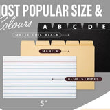 Maxbell Index Cards 25 Black A-z Letter Dividers Flash Cards for Paint Greeting Note