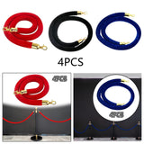 Maxbell 4x Velvet Stanchion Rope Crowd Control Security Barriers for VIP Queue Posts Red