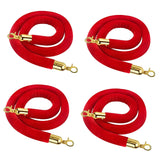Maxbell 4x Velvet Stanchion Rope Crowd Control Security Barriers for VIP Queue Posts Red