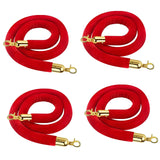 Maxbell 4x Velvet Stanchion Rope Crowd Control Security Barriers for VIP Queue Posts Red