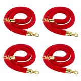 Maxbell 4x Velvet Stanchion Rope Crowd Control Security Barriers for VIP Queue Posts Red