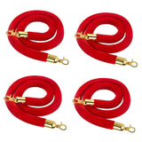 Maxbell 4x Velvet Stanchion Rope Crowd Control Security Barriers for VIP Queue Posts Red