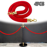Maxbell 4x Velvet Stanchion Rope Crowd Control Security Barriers for VIP Queue Posts Red