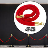 Maxbell 4x Velvet Stanchion Rope Crowd Control Security Barriers for VIP Queue Posts Red
