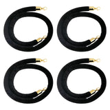 Maxbell 4x Velvet Stanchion Rope Crowd Control Security Barriers for VIP Queue Posts Black