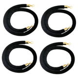 Maxbell 4x Velvet Stanchion Rope Crowd Control Security Barriers for VIP Queue Posts Black