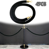 Maxbell 4x Velvet Stanchion Rope Crowd Control Security Barriers for VIP Queue Posts Black