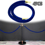 Maxbell 4x Velvet Stanchion Rope Crowd Control Security Barriers for VIP Queue Posts Blue
